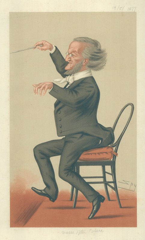 Richard Wagner, Tulevaisuuden musiikki, 19. toukokuuta 1877, Vanity Fair -sarjakuva. tekijältä Leslie Matthew Ward