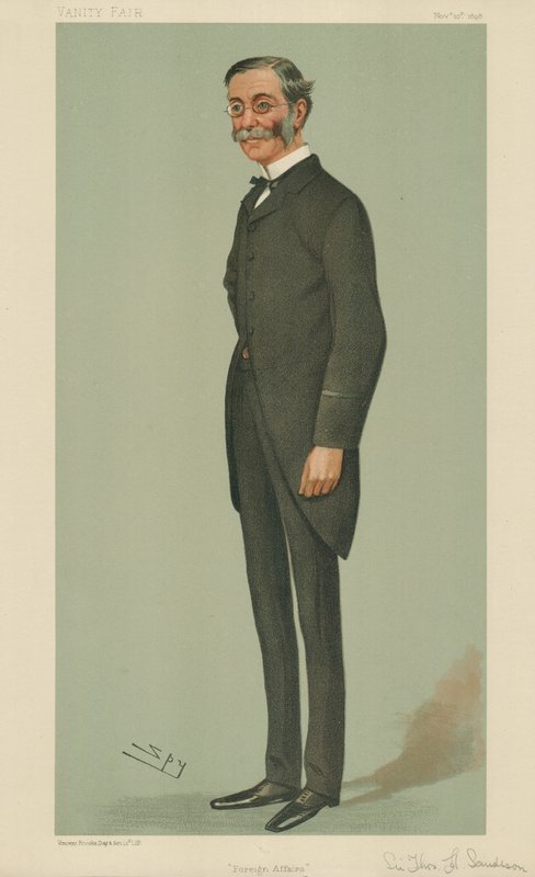Sir Thomas Henry Sanderson, Foreign Affairs, 10. marraskuuta 1898, Vanity Fair -sarjakuva tekijältä Leslie Matthew Ward
