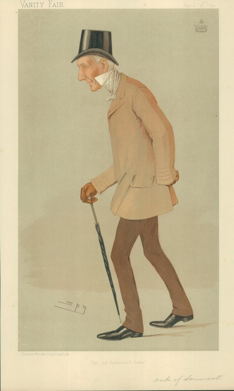 Somersetin herttua, vanhanaikainen herttua, 27. huhtikuuta 1893, Vanity Fair -sarjakuva tekijältä Leslie Matthew Ward