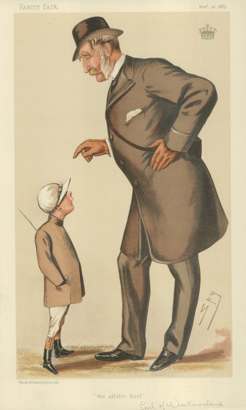 The Earl of Westmoreland, ystävällinen Earl, 10. marraskuuta 1883, Vanity Fair -sarjakuva tekijältä Leslie Matthew Ward