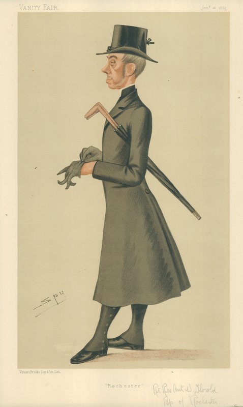 Oikea pastori Anthony Wilson Thorold, Rochesterin piispa, Rochester, 10. tammikuuta 1885, Vanity Fair -sarjakuva tekijältä Leslie Matthew Ward