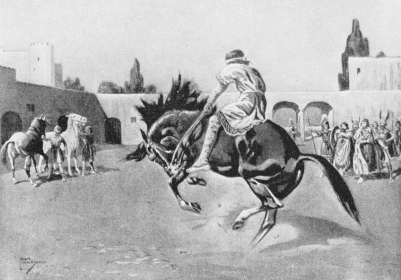 Basil I murtaa villihevosen (litografia) tekijältä Leslie Mosley