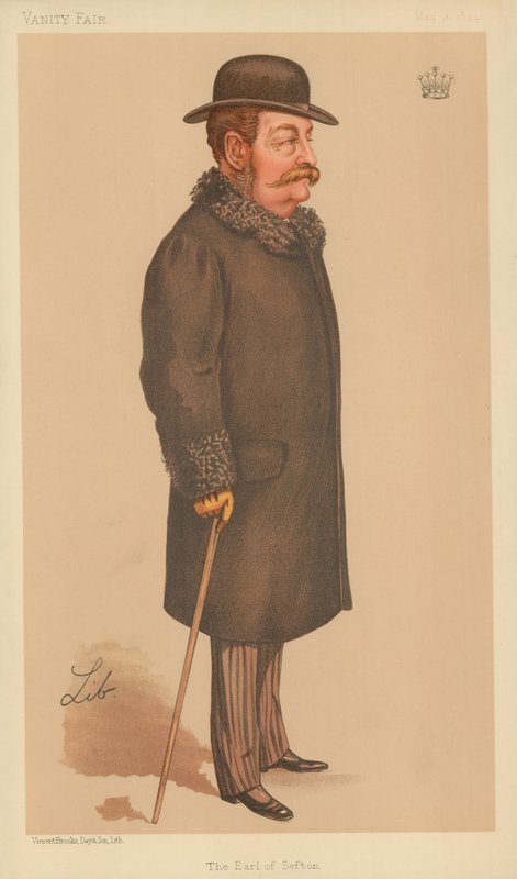 The Earl of Sefton, 3. toukokuuta 1894, Vanity Fair -sarjakuva tekijältä Liborio Prosperi