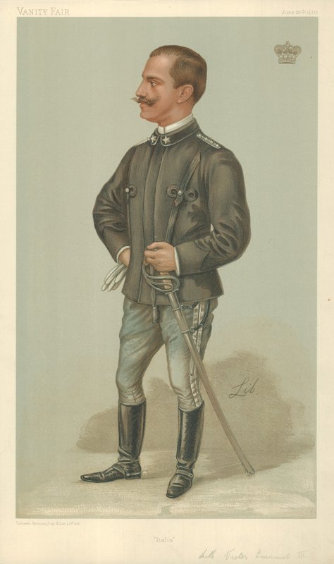 Victor Emmanuel III, Italia, 26. kesäkuuta 1902, Vanity Fair -sarjakuva tekijältä Liborio Prosperi