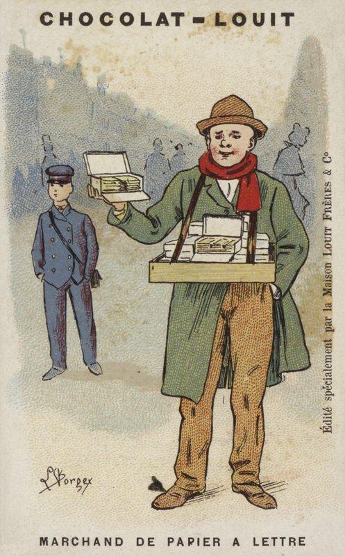 Kirjepaperikauppias (chromolitho) tekijältä Louis Borgex