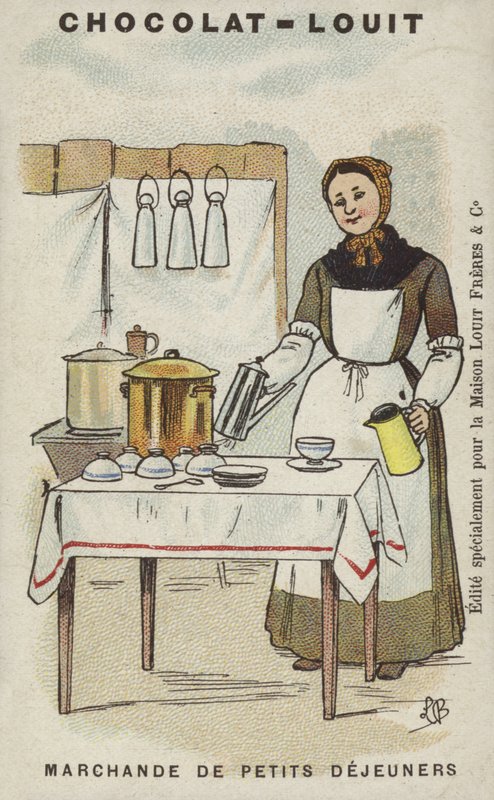 Aamiaismyyjä (chromolitho) tekijältä Louis Borgex