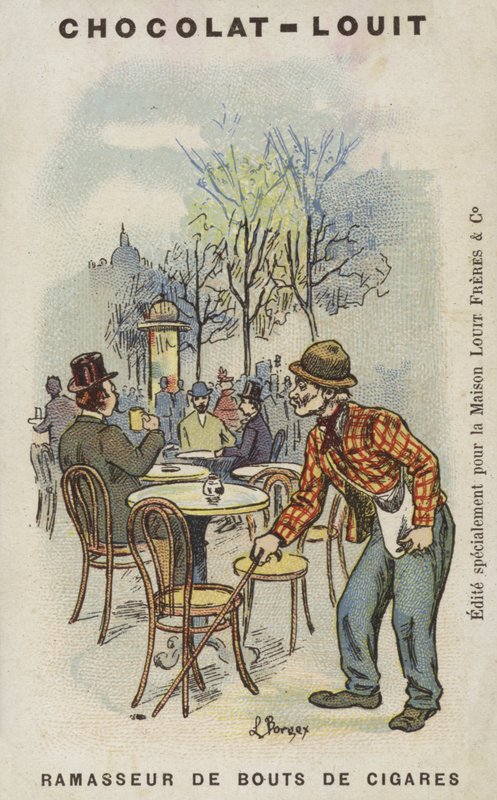 Sikarinkärjen poiminta (chromolitho) tekijältä Louis Borgex