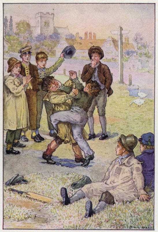 Kuvitus Tom Brownin koulupäiville tekijältä Louis John Rhead