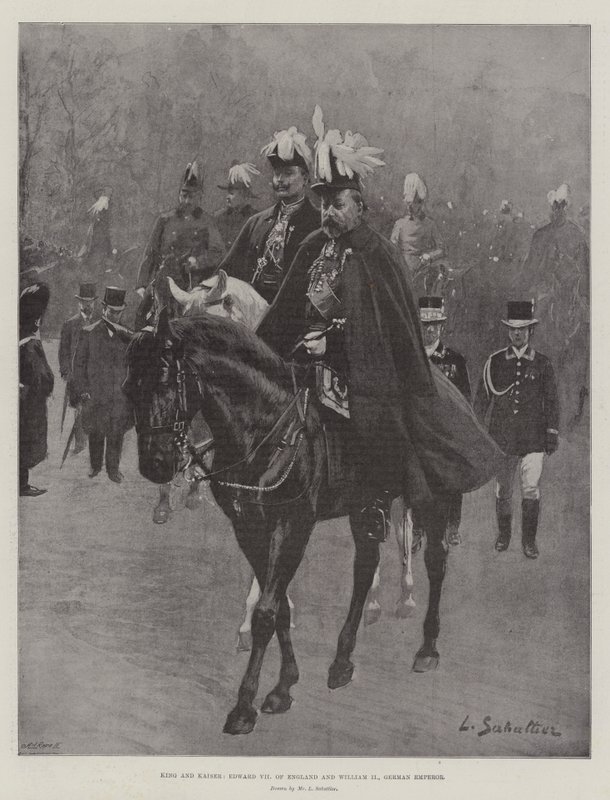Englannin kuningas ja keisari Edward VII ja Saksan keisari William II tekijältä Louis Remy Sabattier