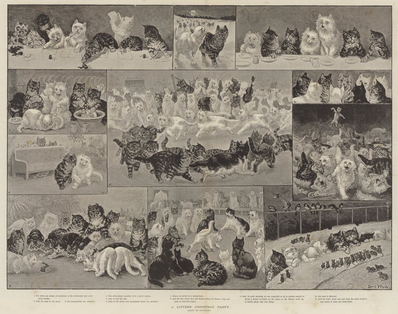 Kissanpentujen joulujuhla tekijältä Louis Wain