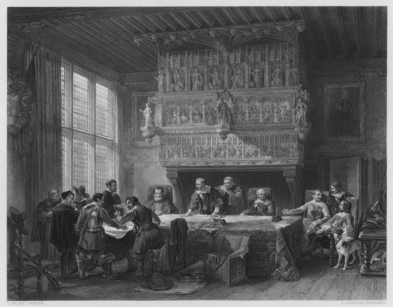 Courtrayn sotaneuvosto, Vernon Galleryn kuvasta (kaiverrus) tekijältä Louis (after) Haghe