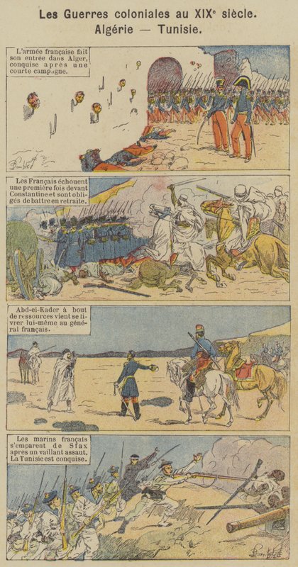 Siirtomaasodat 1800-luvulla, Algeria, Tunisia (väri litho) tekijältä Louis Charles (after) Bombled
