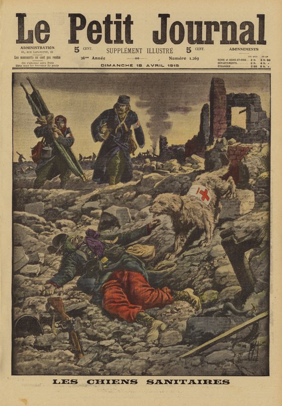 Pelastuskoirien käyttäminen haavoittuneiden etsimiseen, Ranska, ensimmäinen maailmansota, 1915 tekijältä Louis Charles Bombled