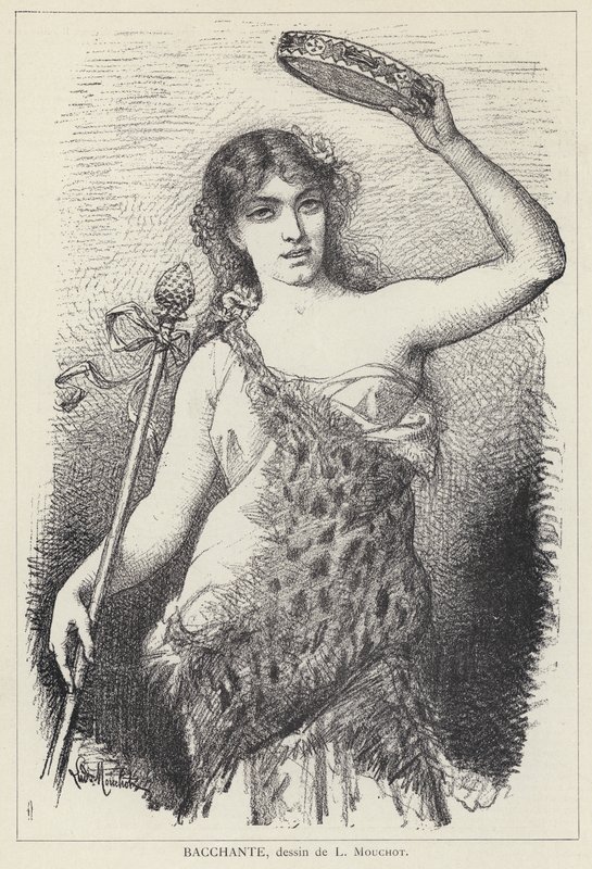 Bacchante (litho) tekijältä Louis Claude Mouchot