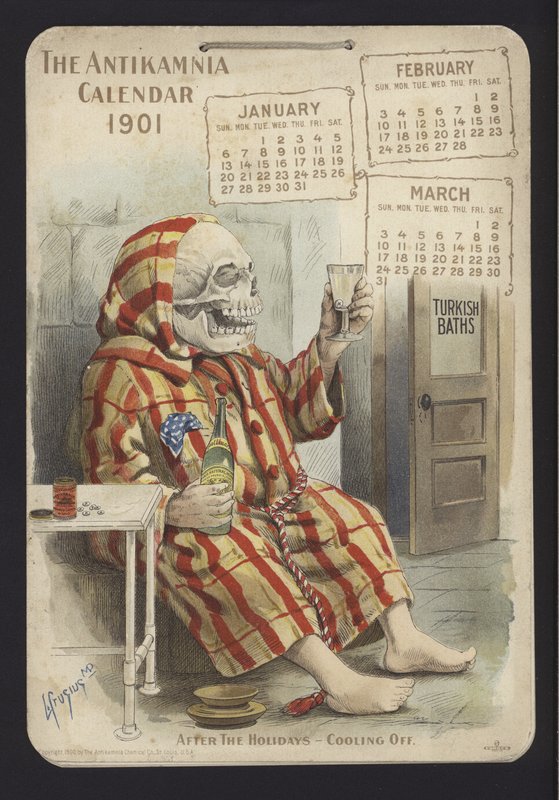 Kuvitus Antikamnia-kalenteriin, 1901 tekijältä Louis Crucius or Crusuius