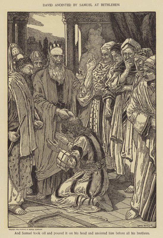 Samuel voiteli Daavidin Betlehemissä tekijältä Louis John Rhead