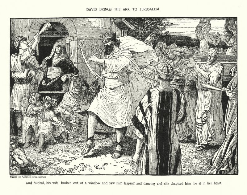 Daavid tuo arkkiarkun Jerusalemiin (litografia) tekijältä Louis John Rhead