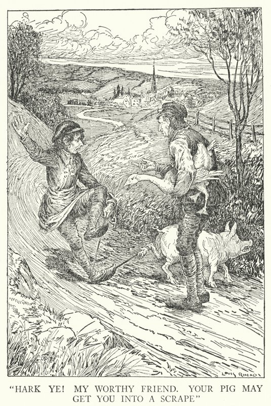 "Hark you! Arvoinen ystäväni, sika saattaa saada sinut raapumaan" (litho) tekijältä Louis John Rhead