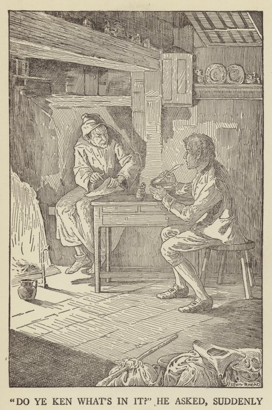 Robert Louis Stevensonin kuvitus Kidnapped tekijältä Louis John Rhead