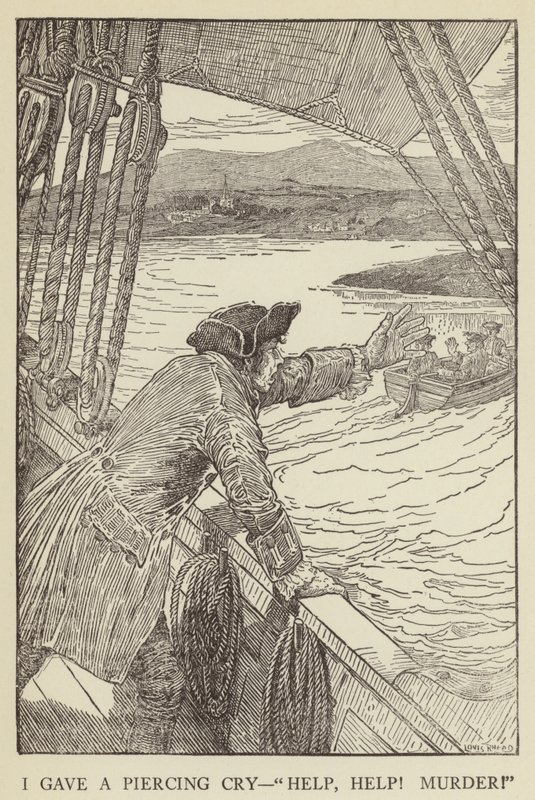 Robert Louis Stevensonin kuvitus Kidnapped tekijältä Louis John Rhead