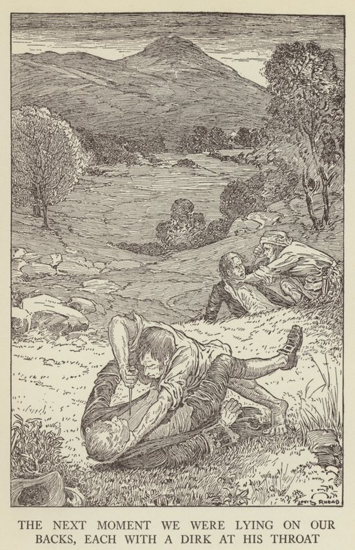 Robert Louis Stevensonin kuvitus Kidnapped tekijältä Louis John Rhead