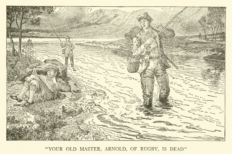 Kuvitus Tom Brownin koulupäiville (kaiverrus) tekijältä Louis John Rhead