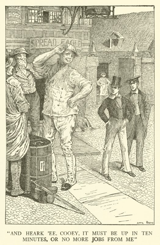 Kuvitus Tom Brownin koulupäiville (kaiverrus) tekijältä Louis John Rhead