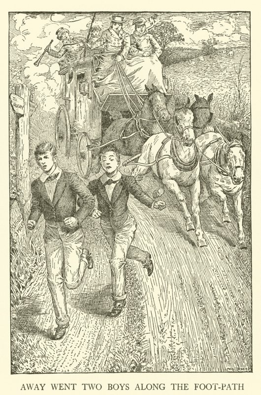 Kuvitus Tom Brownin koulupäiville (kaiverrus) tekijältä Louis John Rhead