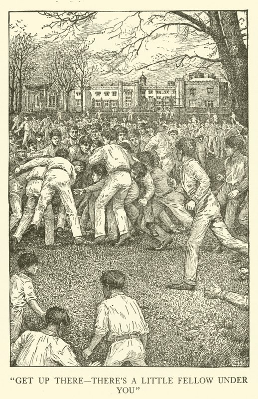 Kuvitus Tom Brownin koulupäiville (kaiverrus) tekijältä Louis John Rhead