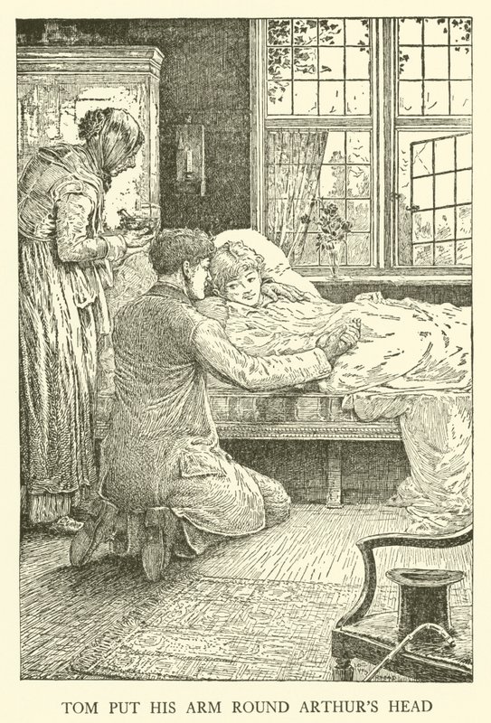 Kuvitus Tom Brownin koulupäiville (kaiverrus) tekijältä Louis John Rhead