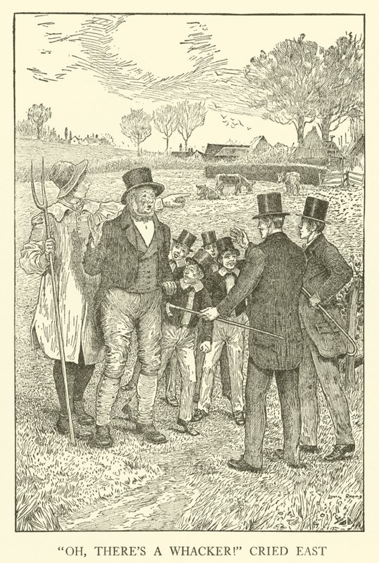 Kuvitus Tom Brownin koulupäiville (kaiverrus) tekijältä Louis John Rhead