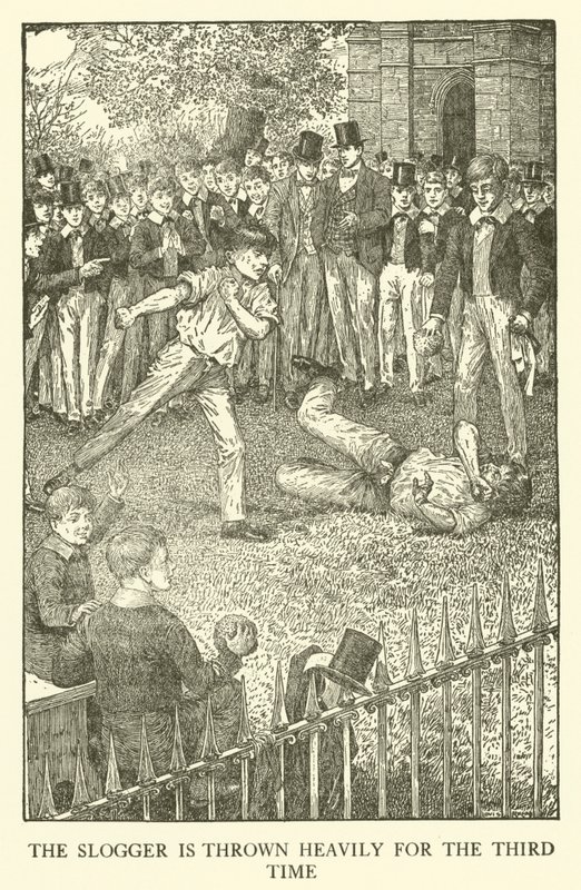 Kuvitus Tom Brownin koulupäiville (kaiverrus) tekijältä Louis John Rhead