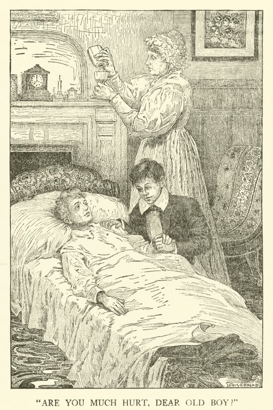 Kuvitus Tom Brownin koulupäiville (kaiverrus) tekijältä Louis John Rhead