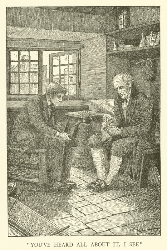 Kuvitus Tom Brownin koulupäiville (kaiverrus) tekijältä Louis John Rhead