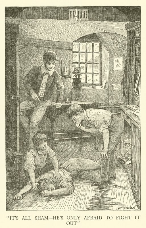 Kuvitus Tom Brownin koulupäiville (kaiverrus) tekijältä Louis John Rhead