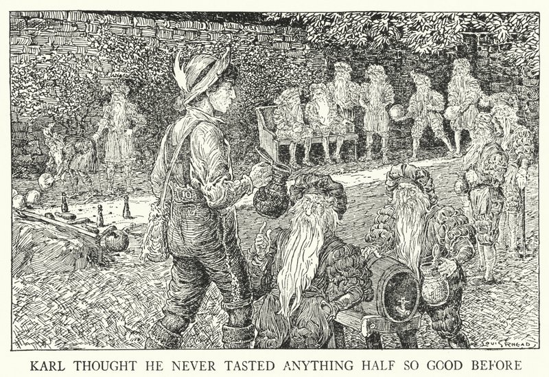 Karl luuli, ettei ollut koskaan ennen maistanut mitään puoliksi niin hyvää (litho) tekijältä Louis John Rhead