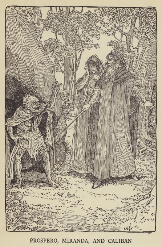 Prospero, Miranda ja Caliban tekijältä Louis John Rhead