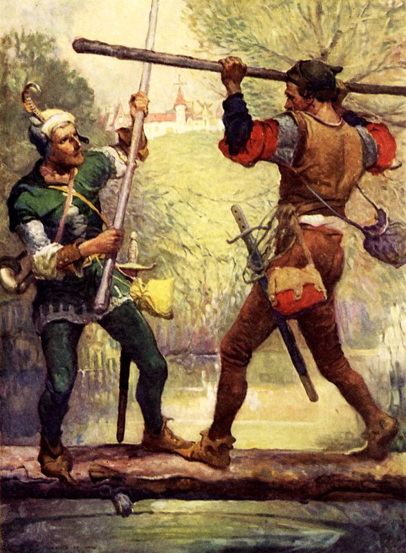 Robin Hood taistelee Little Johnin kanssa tekijältä Louis John Rhead