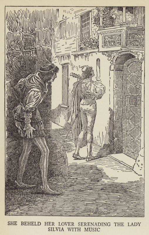 Hän näki rakastajansa serenaamassa Lady Silviaa musiikin kanssa tekijältä Louis John Rhead