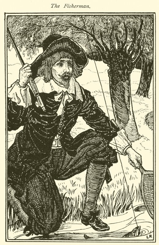 Kalastaja (kaiverrus) tekijältä Louis John Rhead