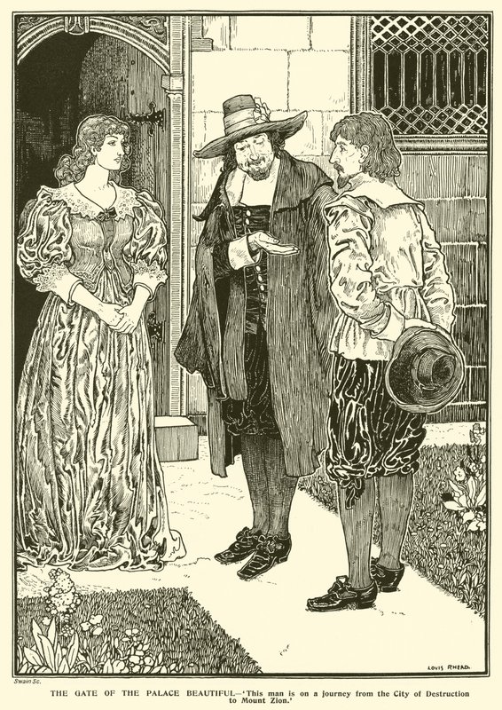 Kaunis palatsin portti (kaiverrus) tekijältä Louis John Rhead