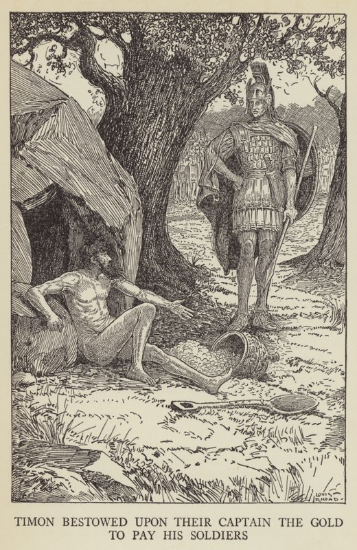 Timon antoi heidän kapteenilleen kultaa maksaakseen sotilailleen tekijältä Louis John Rhead