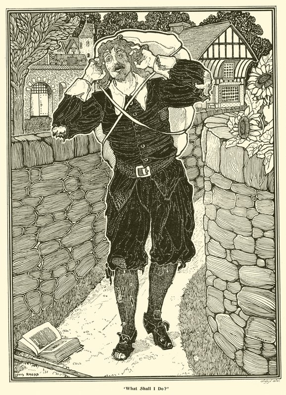 Mitä teen? (kaiverrus) tekijältä Louis John Rhead