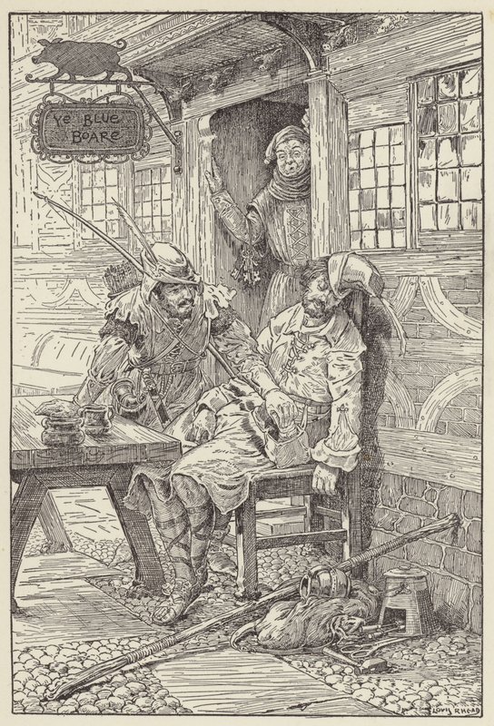 Hymy kasvoillaan hän kurkotti puolensa ja veti esille luvan tekijältä Louis John Rhead