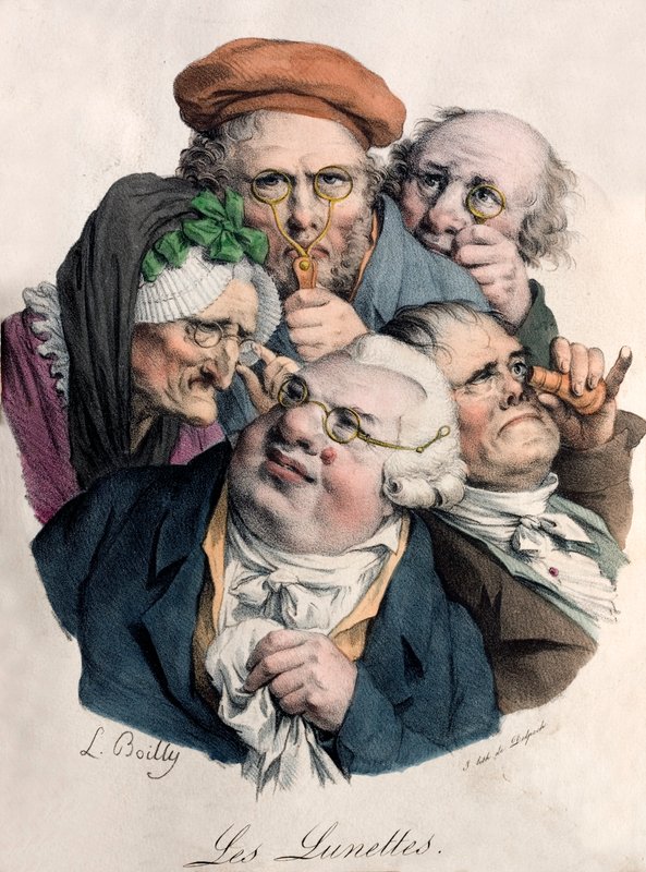 Silmälasit (väri litho) tekijältä Louis Leopold (after) Boilly