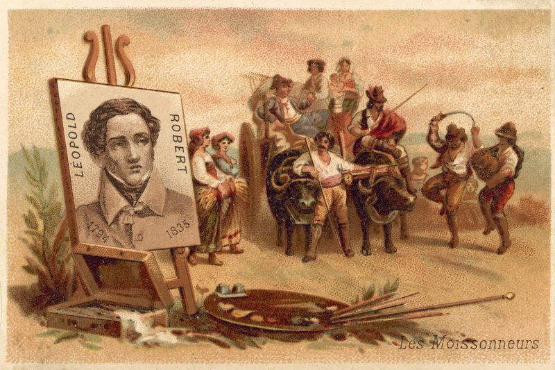 Louis Leopold Robertin sadonkorjaajat (chromolitho) tekijältä Louis Leopold Robert