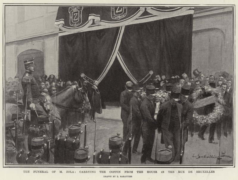 M Zolan hautajaiset, joka kantoi arkkua Rue de Bruxelles -kadun talosta tekijältä Louis Remy Sabattier