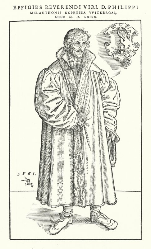 Philipp Melanchthon, saksalainen protestanttinen uudistaja (kaiverrus). tekijältä Lucas The Younger (after) Cranach