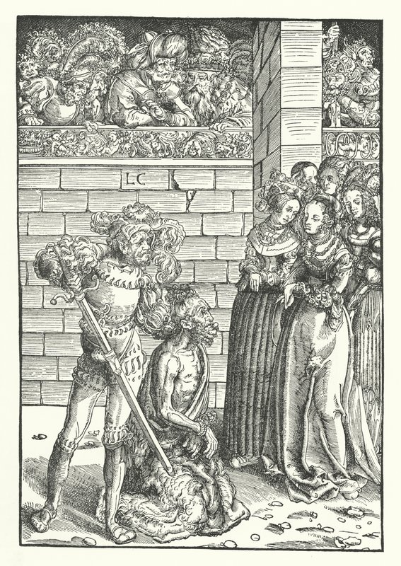 Pyhän Johannes Kastajan pään mestaus (kaiverrus) tekijältä Lucas the Elder (after) Cranach
