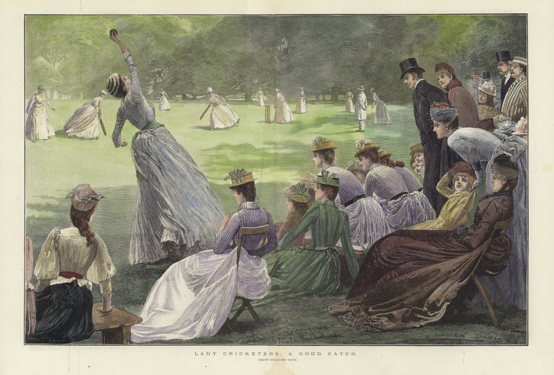 Lady Cricketers: Hyvä saalis (värillinen kaiverrus) tekijältä Lucien Davis